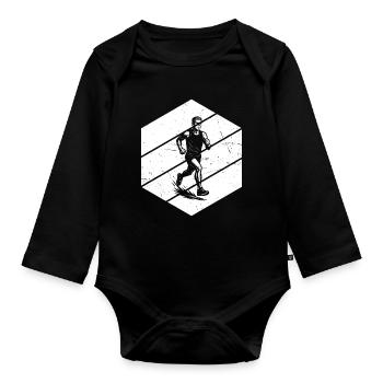 Purist Running Theme - Organic Longsleeve Baby Bodysuit - black - Front