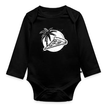 Pizza Graphic - Organic Longsleeve Baby Bodysuit - black - Front