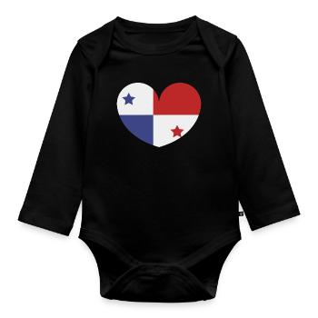 Drapeau du cœur du Panama - Body Bébé bio manches longues - noir - Devant