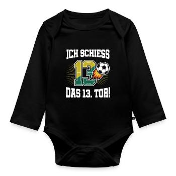 Je tire le 13e but drôle pour le football du 13e anniversaire - Body Bébé bio manches longues - noir - Devant