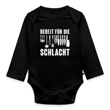 Chefkoch BEREIT FÜR DIE SCHLACHT Lustiges - Baby Bio-Langarm-Body - Schwarz - Vorne