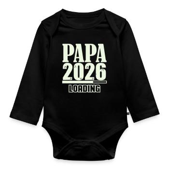 Papa 2026 Loading - Baby Bio-Langarm-Body - Schwarz - Vorne