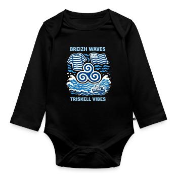 Waves Breizh Triskel Vibes Tee - Organic Longsleeve Baby Bodysuit - black - Front