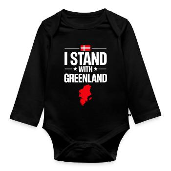 Greenland Flag Card Support - Organic Longsleeve Baby Bodysuit - black - Front