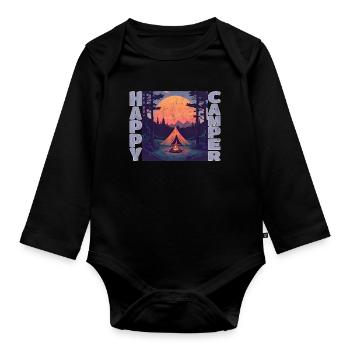 Happy Camper - Baby Bio-Langarm-Body - Schwarz - Vorne
