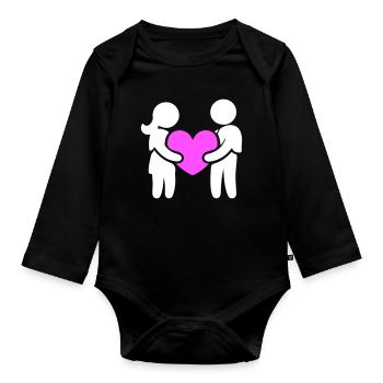 Couple amoureux - Body Bébé bio manches longues - noir - Devant