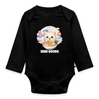 Ramen Nudeln Katzenliebhaber Retro Kawaii Katzen - Baby Bio-Langarm-Body - Schwarz - Vorne