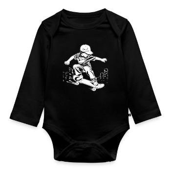Kleiner Skater - Baby Bio-Langarm-Body - Schwarz - Vorne