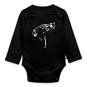 Azawakh Silhouette Greyhounds Greyhound Wilsigns - Organic Longsleeve Baby Bodysuit - black - Front