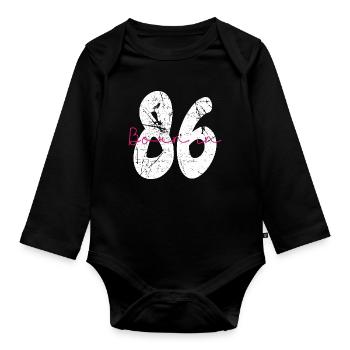 Born in 86 Neon Retro - Baby Bio-Langarm-Body - Schwarz - Vorne