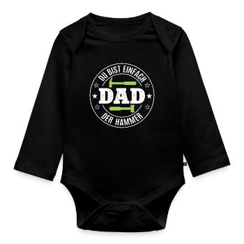 Papa Meilleur Papa Fête des Pères Anniversaire Papa - Body Bébé bio manches longues - noir - Devant