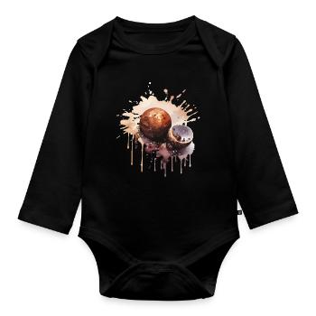 Schokolade Pralinen Süßigkeiten - Baby Bio-Langarm-Body - Schwarz - Vorne