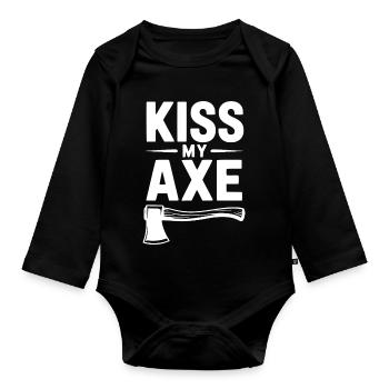 Kiss - Organic Longsleeve Baby Bodysuit - black - Front