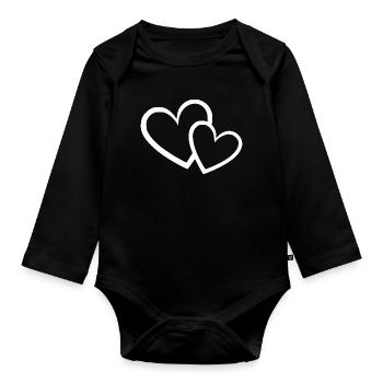 white heart white gift valentine's day - Organic Longsleeve Baby Bodysuit - black - Front