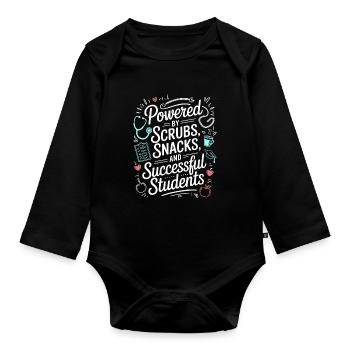 Enseignant en soins infirmiers Powered By Scrubs Nurse Manager - Body Bébé bio manches longues - noir - Devant