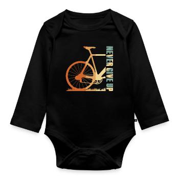 Conception de la silhouette du vélo en pente - Body Bébé bio manches longues - noir - Devant