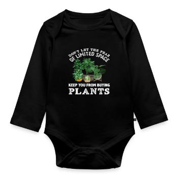 Plant Lovers Buy More Plants Gardeners - Organic Longsleeve Baby Bodysuit - black - Front