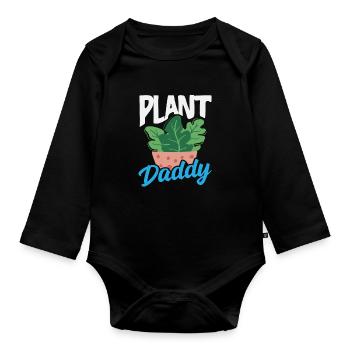 Plant Lover Daddy Plants Succulent Flower - Organic Longsleeve Baby Bodysuit - black - Front