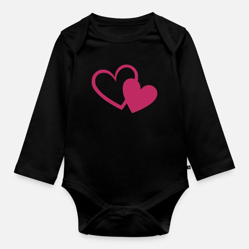 Valentinstag Herz rot Geschenk Valentinstag - Baby Bio-Langarm-Body - Schwarz