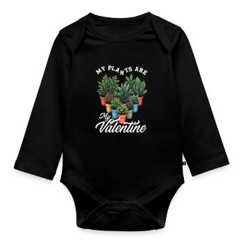 Pflanzenliebhaber Pflanzen Valentine Sukkulente - Baby Bio-Langarm-Body - Schwarz - Vorne