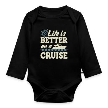 Cruise Ship Summer Vacation Trip - Organic Longsleeve Baby Bodysuit - black - Front