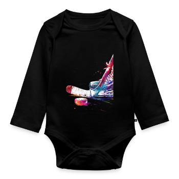 Joueurs de hockey #hockey #sport - Body Bébé bio manches longues - noir - Devant