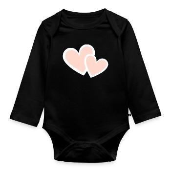 Valentinstag Pink Heart, Valentinstag - Baby Bio-Langarm-Body - Schwarz - Vorne