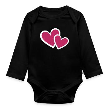 Valentine's Day Heart Red Valentine's Day Gift - Organic Longsleeve Baby Bodysuit - black - Front