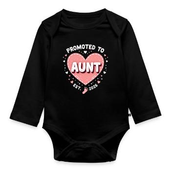 Tante 2026 Tante 2026 Befördert zu Tante 2026 - Baby Bio-Langarm-Body - Schwarz - Vorne