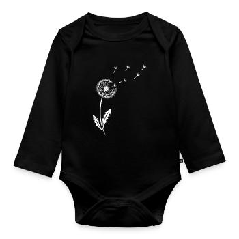 Dandelion - Minimalist Nature Design - Organic Longsleeve Baby Bodysuit - black - Front