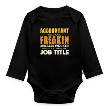 Buchhalterheld: Wunderwerk-Jobtitel - Organic Longsleeve Baby Bodysuit - black - Front
