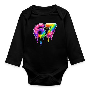 67 Six Seven Meme Gen Alpha Slang - Organic Longsleeve Baby Bodysuit - black - Front