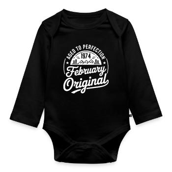Februar 1974 – Legende der Gipfel und Berge - Baby Bio-Langarm-Body - Schwarz - Vorne