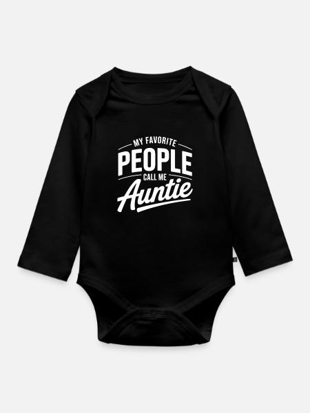 Lieblingsmenschen Auntie Spruch - Baby Bio-Langarm-Body - Schwarz