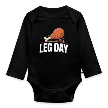 Motif d’os de poulet de la journée des cuisses - Body Bébé bio manches longues - noir - Devant