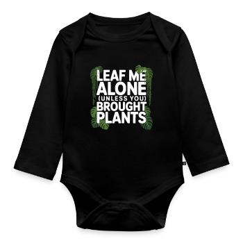 Feuille Moi Seule Plantes Humour Design - Body Bébé bio manches longues - noir - Devant