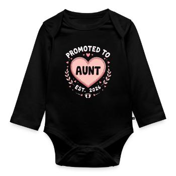 Tante 2026 Tante 2026 Befördert zu Tante 2026 - Baby Bio-Langarm-Body - Schwarz - Vorne