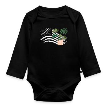 Amerikanische Flagge Pflanzenliebhaber Pflanzen - Baby Bio-Langarm-Body - Schwarz - Vorne