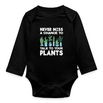 Sprich Mit Deinem Pflanzenliebhaber Pflanzen - Baby Bio-Langarm-Body - Schwarz - Vorne