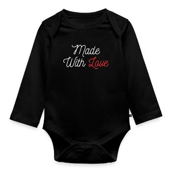 Made with love Valentines Day - Organic Longsleeve Baby Bodysuit - black - Front