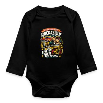 Rockabilly Vintage 50s Rock & Roll - Baby Bio-Langarm-Body - Schwarz - Vorne