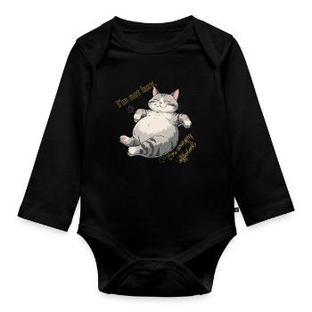 Conserving Energy Cat: Cozy Lounge - Organic Longsleeve Baby Bodysuit - black - Front
