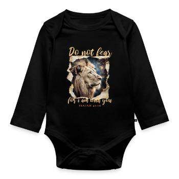 Löwe Bibelvers - Baby Bio-Langarm-Body - Schwarz - Vorne