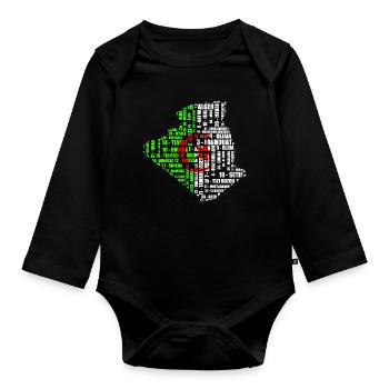 Carte d'Algérie en couleur drapeau et 48 wilayas - Organic Longsleeve Baby Bodysuit - black - Front