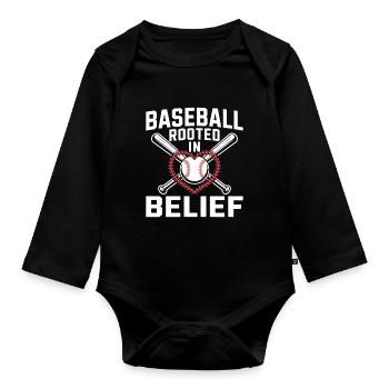 Christlicher Baseballspieler Bibelglaube Jesus Christus - Baby Bio-Langarm-Body - Schwarz - Vorne