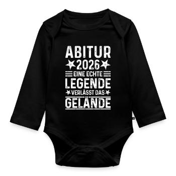 Abitur 2026 Real legend leaves the grounds Abi - Organic Longsleeve Baby Bodysuit - black - Front