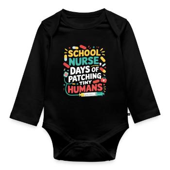 Minis patchwork d’infirmière scolaire - Body Bébé bio manches longues - noir - Devant