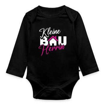 Small Builder Hausliebe Design - Organic Longsleeve Baby Bodysuit - black - Front