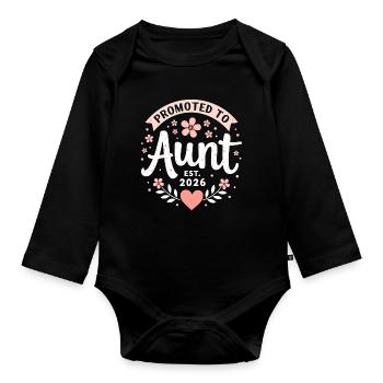Aunt 2026 Aunt 2026 Promoted to Aunt 2026 - Organic Longsleeve Baby Bodysuit - black - Front