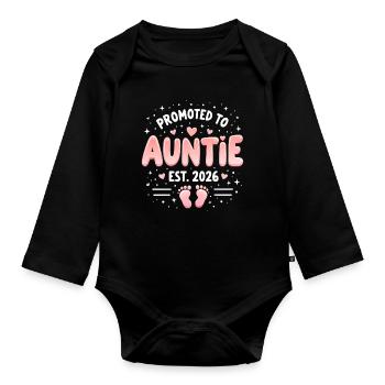 Aunt 2026 Aunt 2026 Promoted to Aunt 2026 - Organic Longsleeve Baby Bodysuit - black - Front